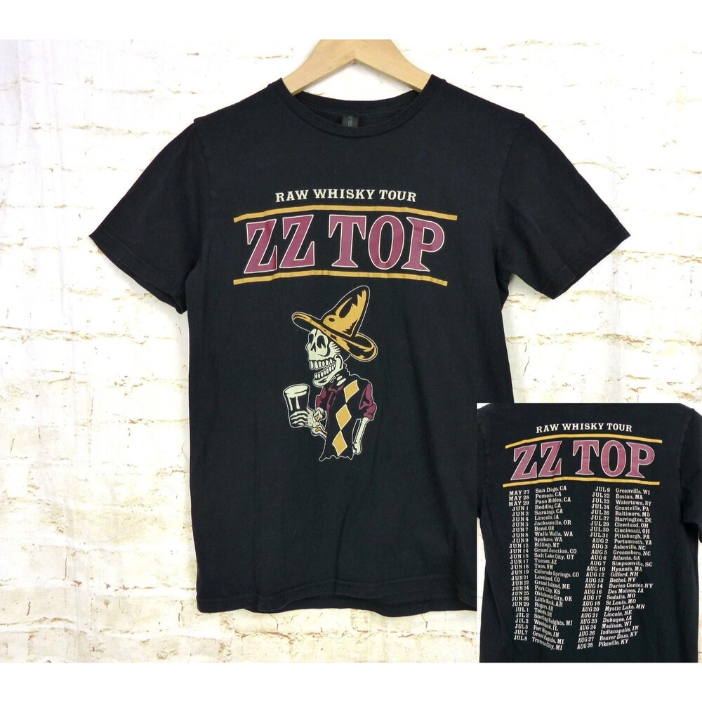 ZZ Top Raw Whisky Tour Band T Shirt Womens S Black Graphic Concert Tee Texas